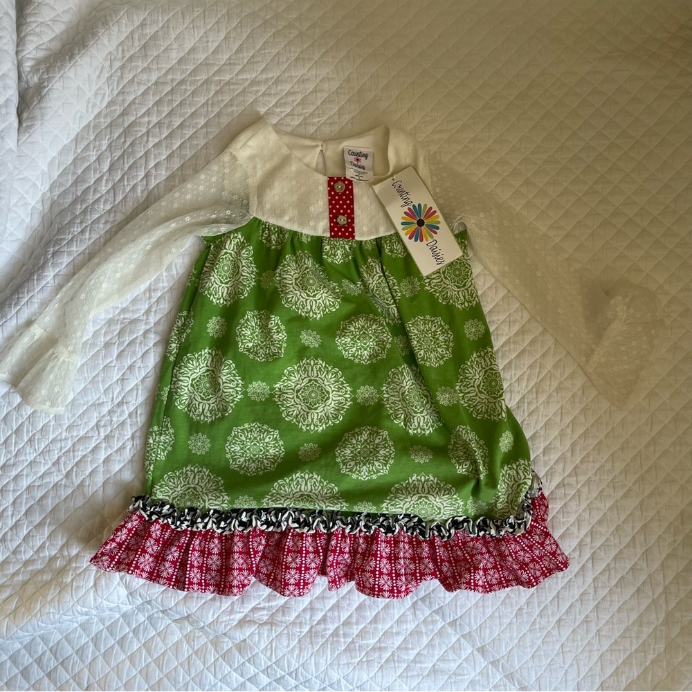 NWT Counting Daises size 6 red and green dress
